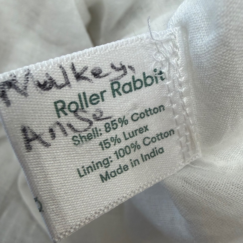 Roller Rabbit Anse White Silvery Lurex Paisley Tiered Ruffle Midi Dress  Small‎ - Picture 7 of 8